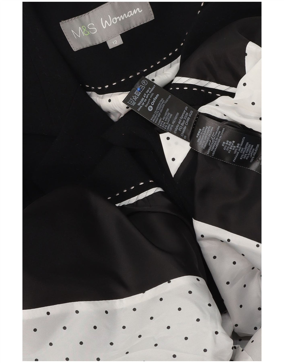 Giacca blazer a 1 bottone Marks & Spencer da donna UK 12 poliestere nero medio