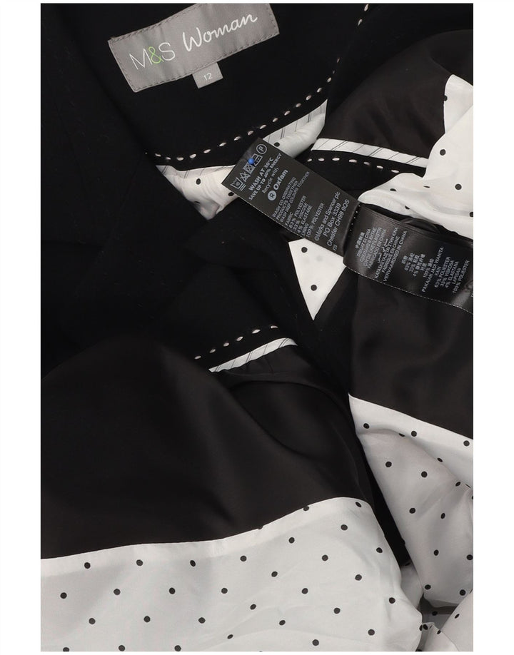 Giacca blazer a 1 bottone Marks & Spencer da donna UK 12 poliestere nero medio