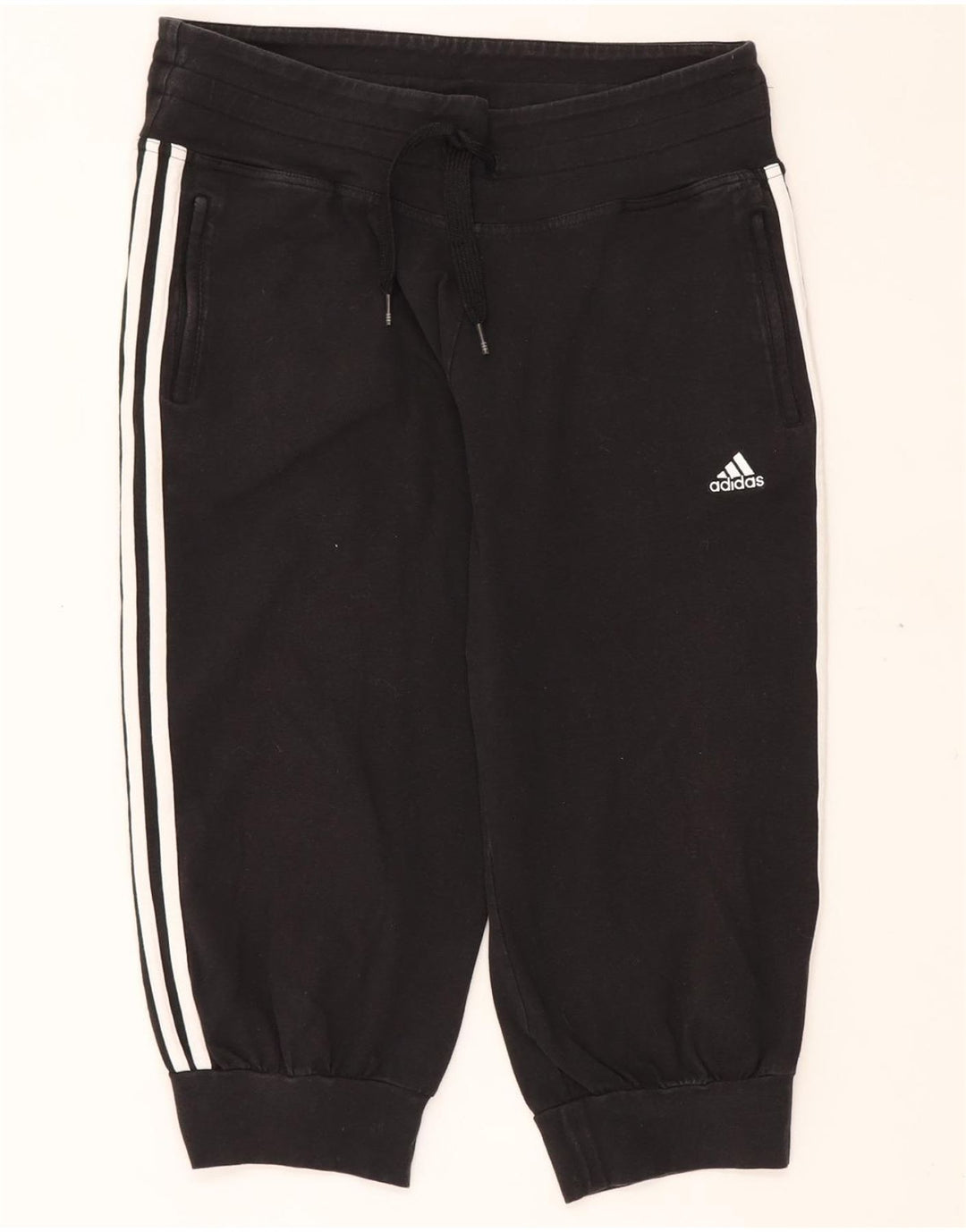 Pantaloni da tuta da donna ADIDAS Capri Joggers UK 16 grandi cotone nero