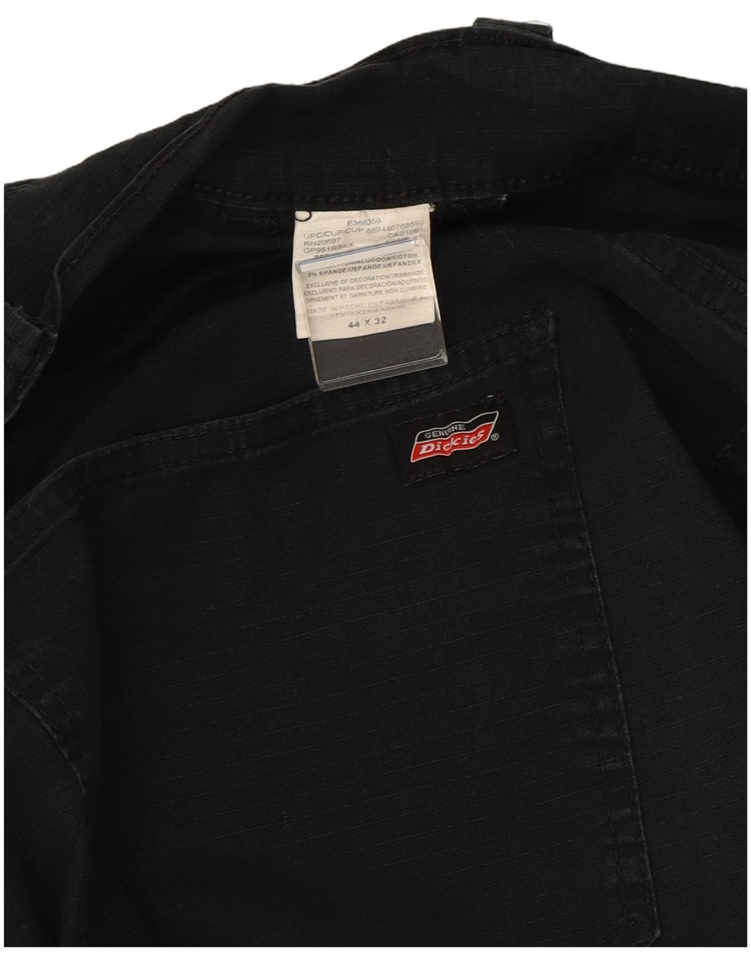 DICKIES Mens Straight Cargo Trousers W44 L32 Black Cotton
