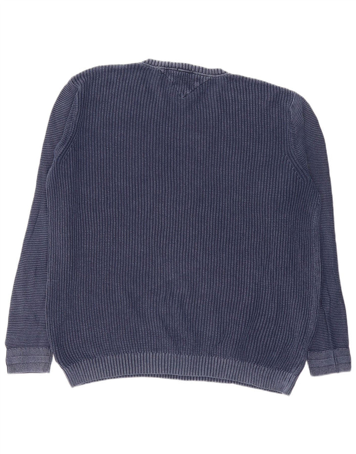 TOMMY HILFIGER Maglione maglione girocollo da uomo XL cotone blu navy