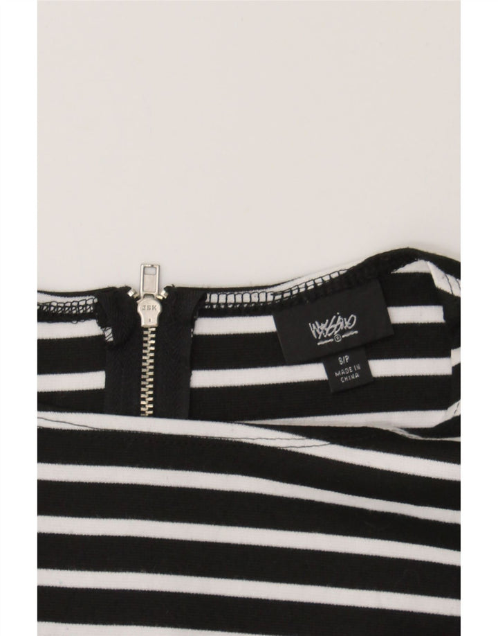 MOSSIMO Womens Peplum Dress UK 10 Small Black Striped Polyester Vintage Mossimo and Second-Hand Mossimo from Messina Hembry 