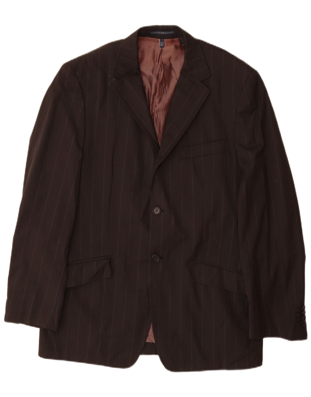 Giacca blazer da uomo a 2 bottoni Zara EU 52 grande lana a righe nere