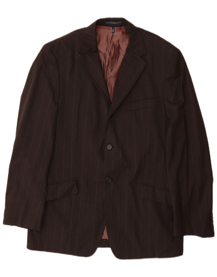 Giacca blazer da uomo a 2 bottoni Zara EU 52 grande lana a righe nere