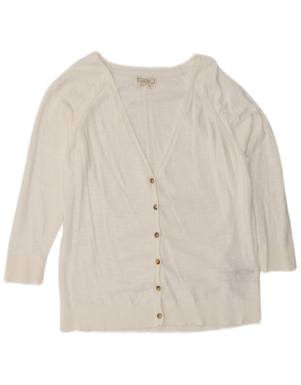 Maglione cardigan con maniche a 3/4 da donna Fat Face UK 12 Cotone bianco medio