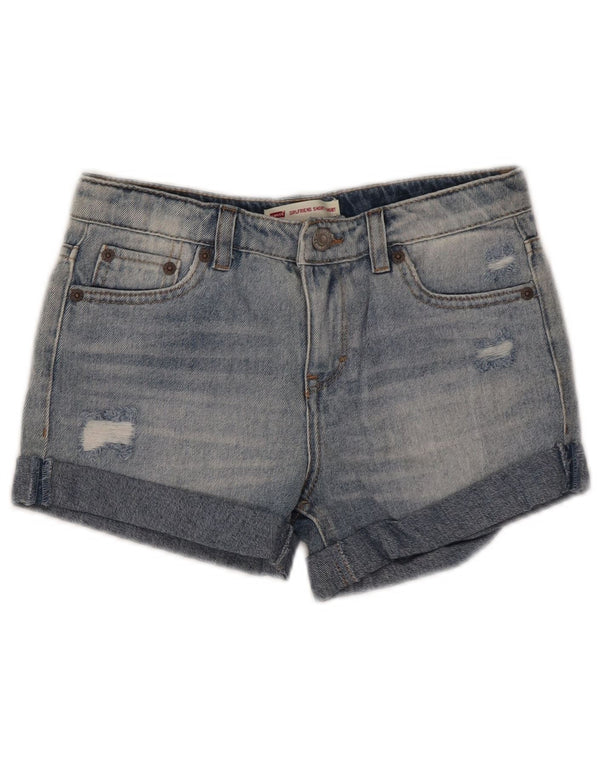 Pantaloncini di jeans effetto invecchiato Girlfriend Levi's 9-10 anni W25 cotone blu