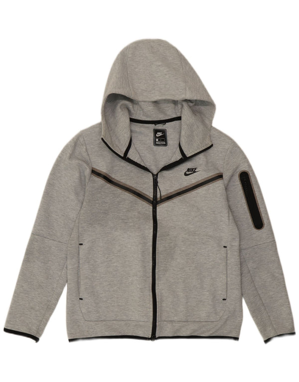 Felpa con cappuccio e zip Nike da donna, vestibilità ampia, UK 14, cotone grigio medio