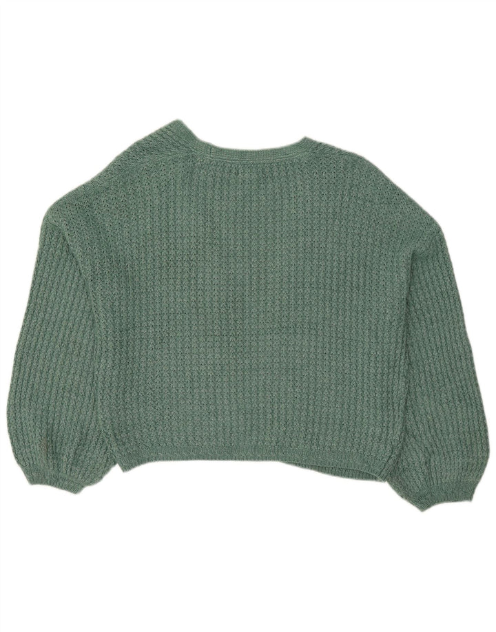 Fat Face Maglione cardigan aperto corto oversize da donna UK 12 Verde medio