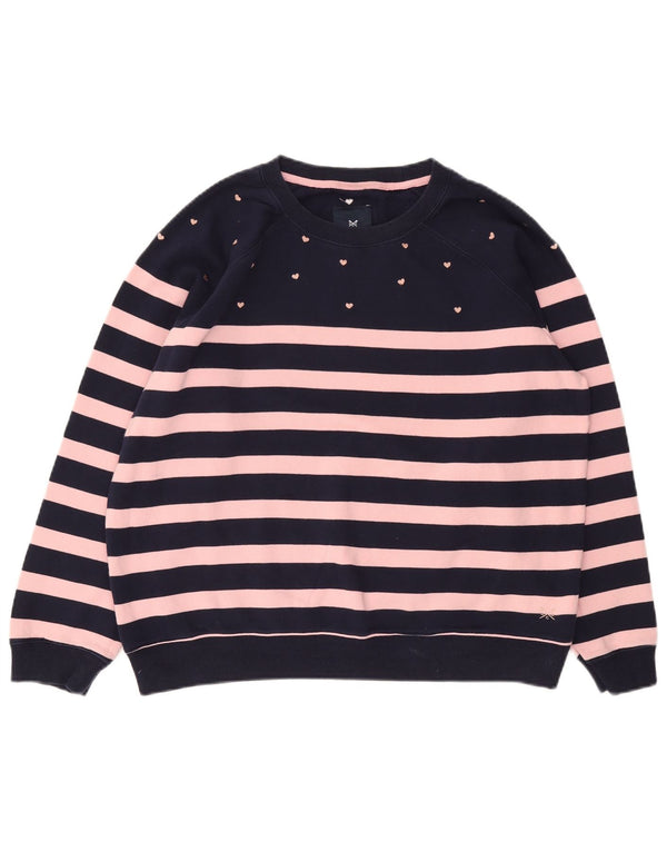 Crew Clothing Felpa da donna Maglione UK 16 Large Navy Blue Striped