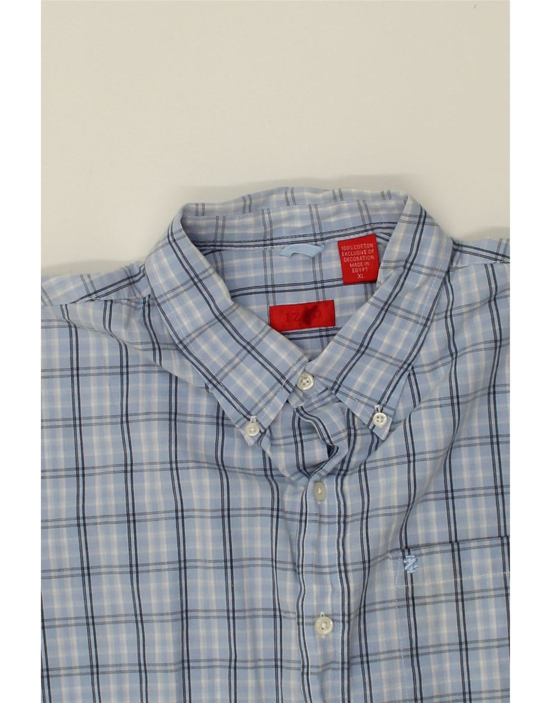IZOD Mens Short Sleeve Shirt XL Blue Check Cotton Vintage Izod and Second-Hand Izod from Messina Hembry 