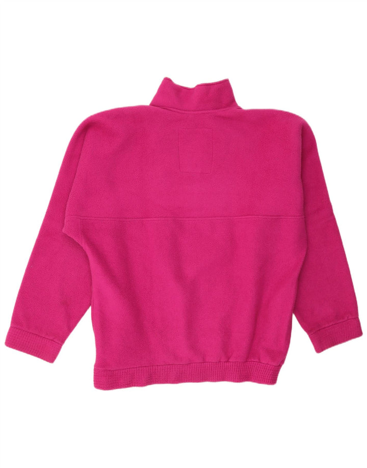 Maglione in pile Tecnica da uomo con grafica con zip e collo grande in poliestere rosa