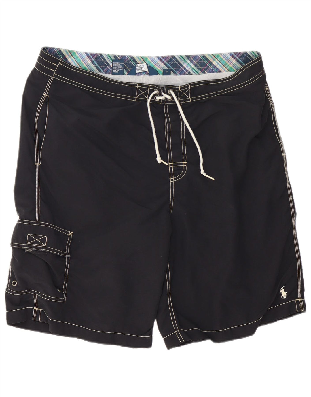 Pantaloncini da bagno cargo da uomo Polo Ralph Lauren grandi in poliestere nero