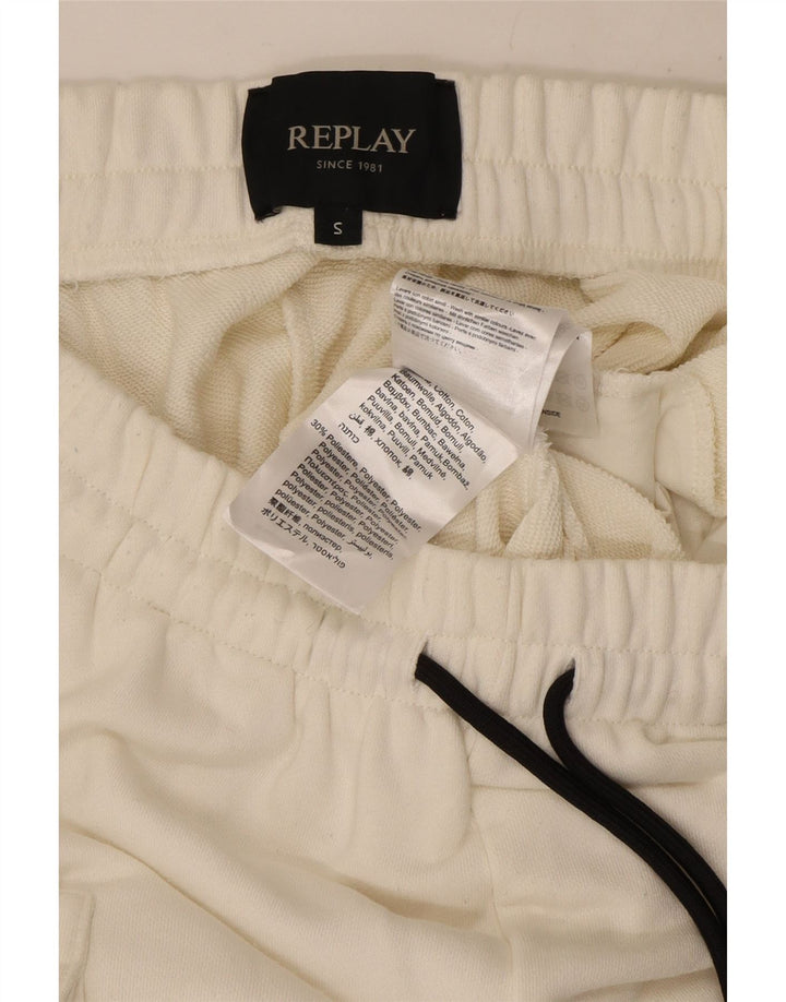 Replay Pantaloni da tuta cargo da uomo Joggers piccoli in cotone bianco