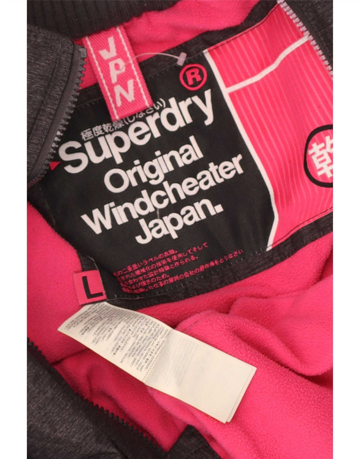 Giacca a vento con cappuccio da donna Superdry Windcheater UK 16 grande grigia