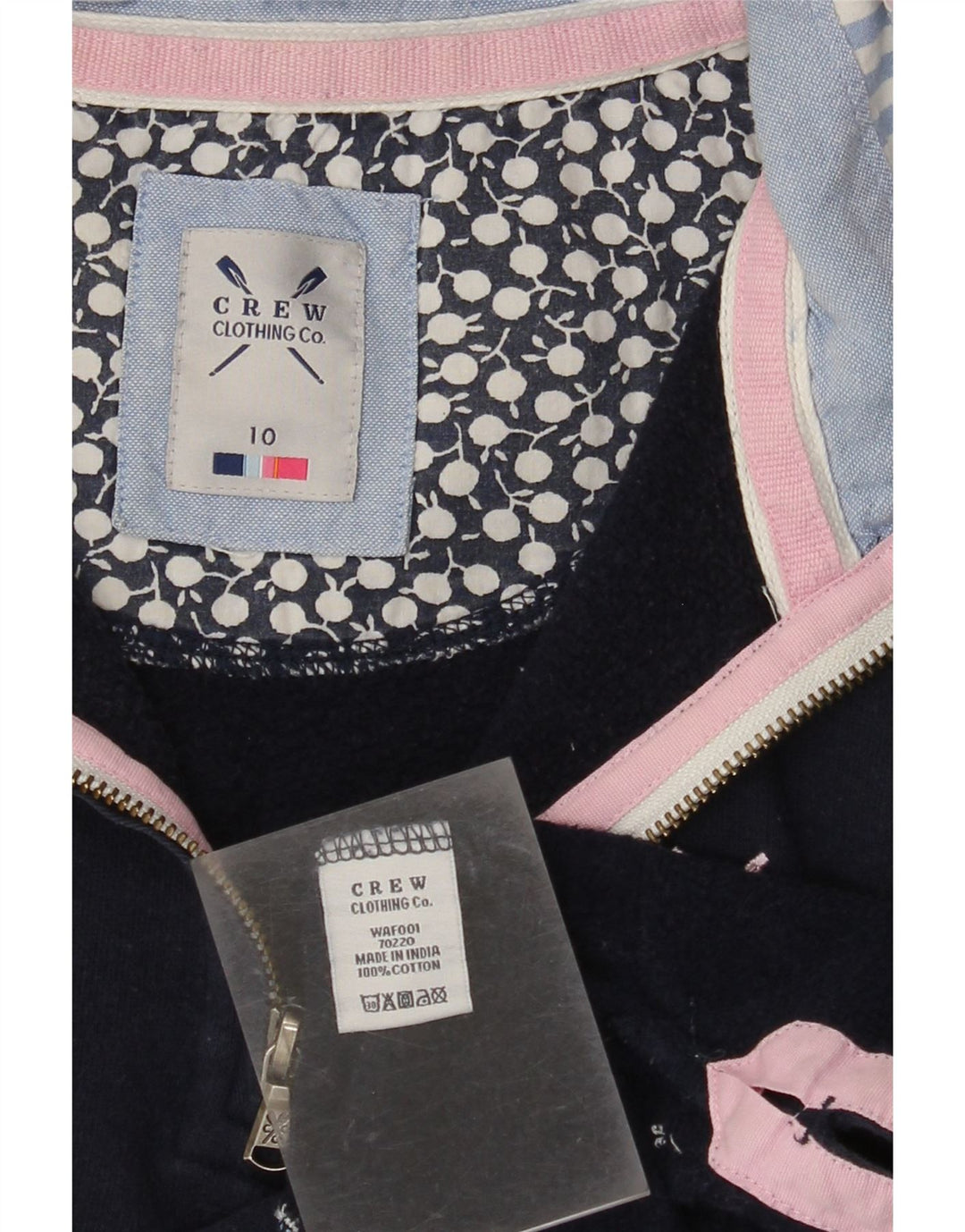 CREW CLOTHING Felpa oversize da donna maglione UK 10 piccolo blu navy