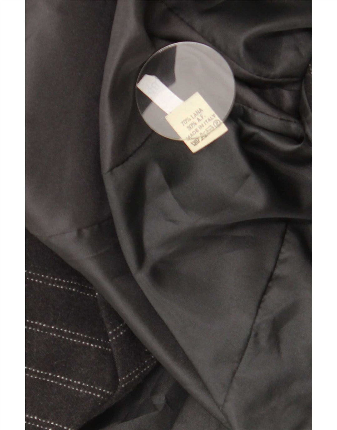 Giacca blazer doppiopetto vintage da donna IT 48 XL in lana a righe nere