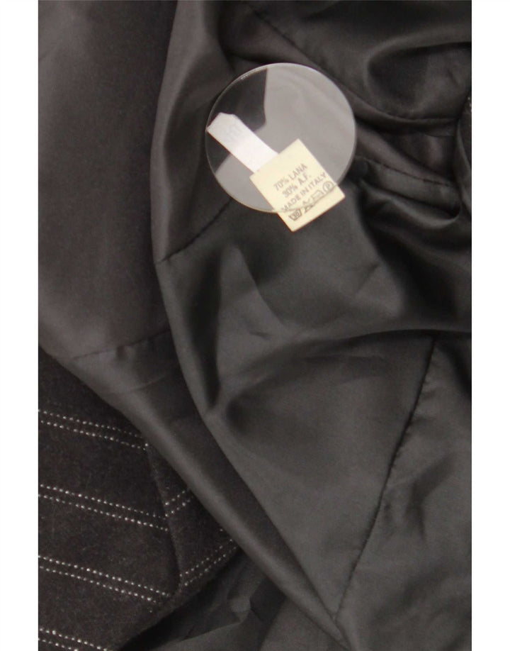 Giacca blazer doppiopetto vintage da donna IT 48 XL in lana a righe nere