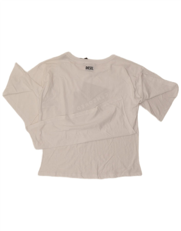 T-shirt grafica oversize da donna Diesel UK 10 piccola in cotone bianco