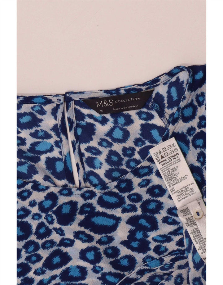 Camicetta da donna Marks & Spencer Top UK 16 Grande poliestere blu con stampa animalier