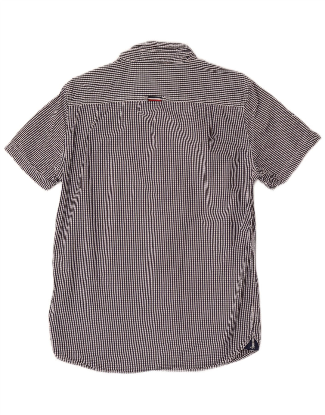 Camicia a maniche corte da uomo Superdry Large in cotone a quadretti blu navy