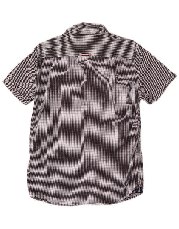 Camicia a maniche corte da uomo Superdry Large in cotone a quadretti blu navy