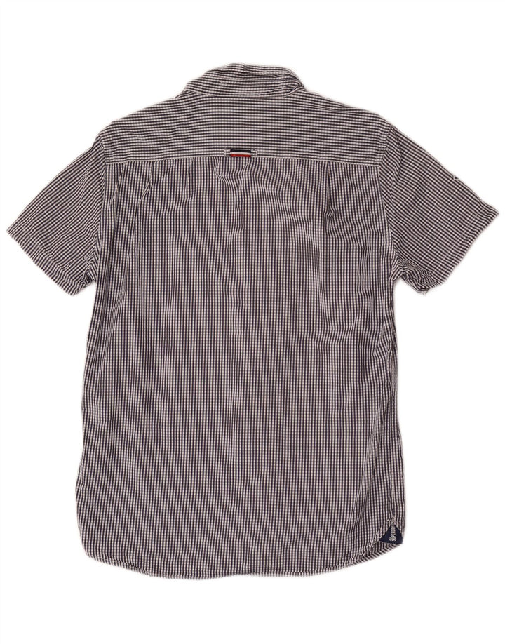 Camicia a maniche corte da uomo Superdry Large in cotone a quadretti blu navy