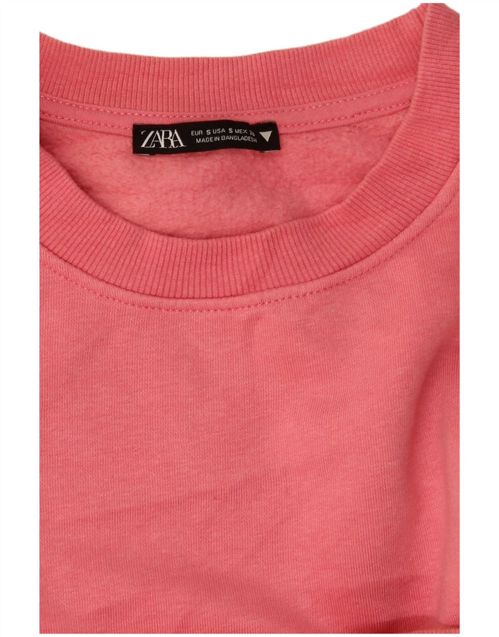 Felpa corta oversize da donna Zara UK 10 piccola rosa