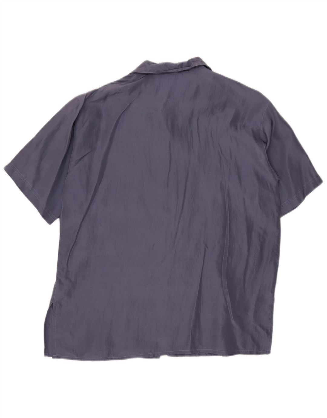 Camicetta camicia a maniche corte da donna vintage IT 42 seta blu navy media