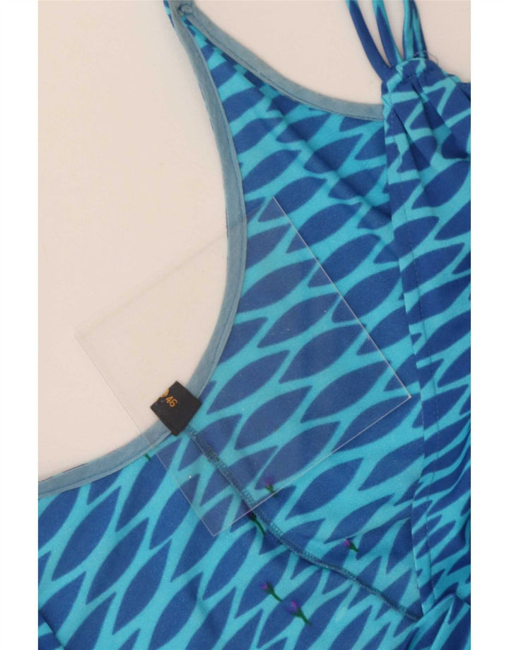 Prendisole vintage da donna IT 46 grande floreale blu