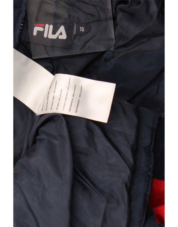 Giacca imbottita con cappuccio FILA per ragazzi 15-16 anni in poliestere color block blu navy