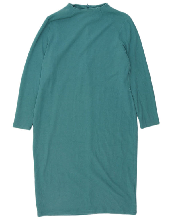 Abito a trapezio a maniche lunghe da donna Marks & Spencer UK 16 grande cotone verde