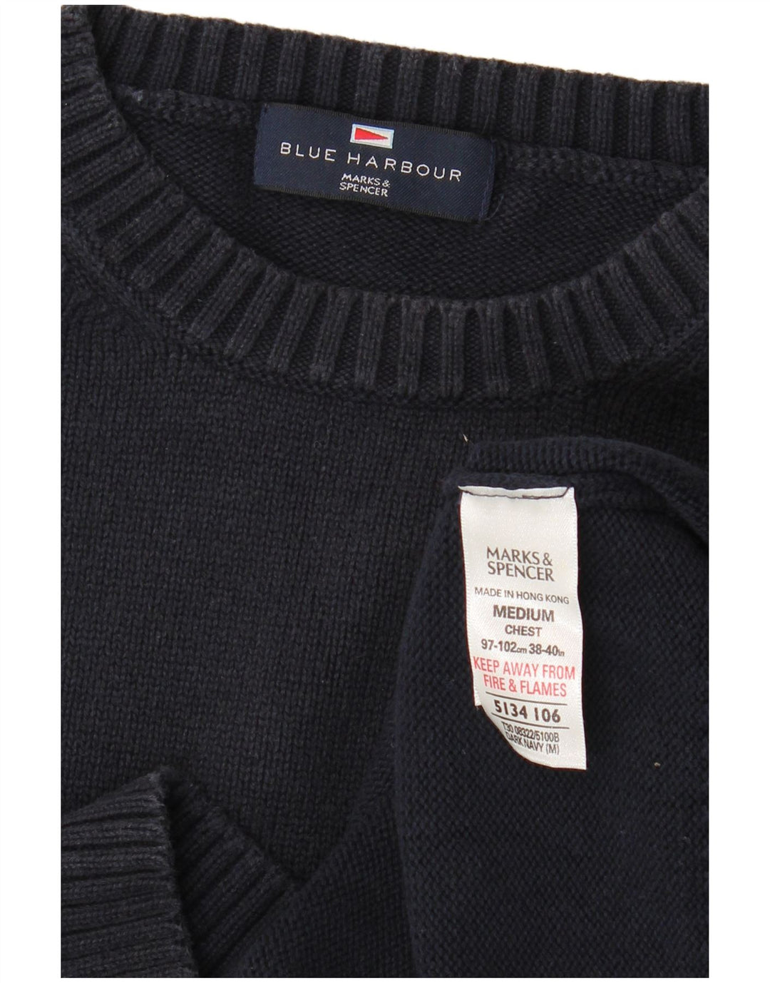 MARKS & SPENCER Maglione girocollo da uomo UK 38/40 Blu navy medio