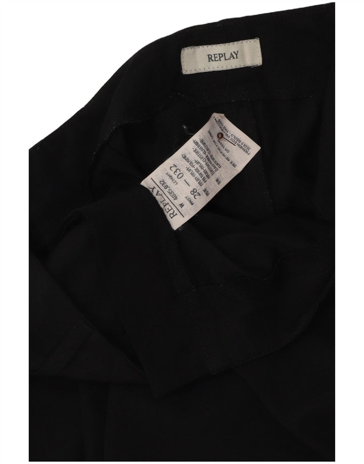 Pantaloni casual dritti da donna Replay W28 L32 neri in poliammide