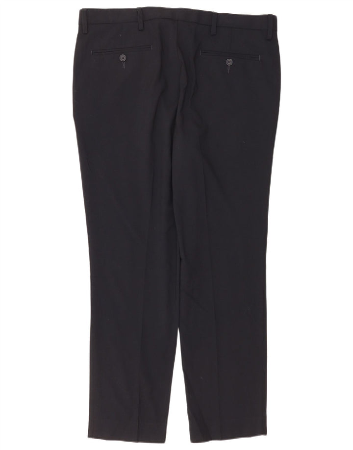 Pantaloni chino slim fit da uomo Marks & Spencer W36 L29 poliestere blu navy
