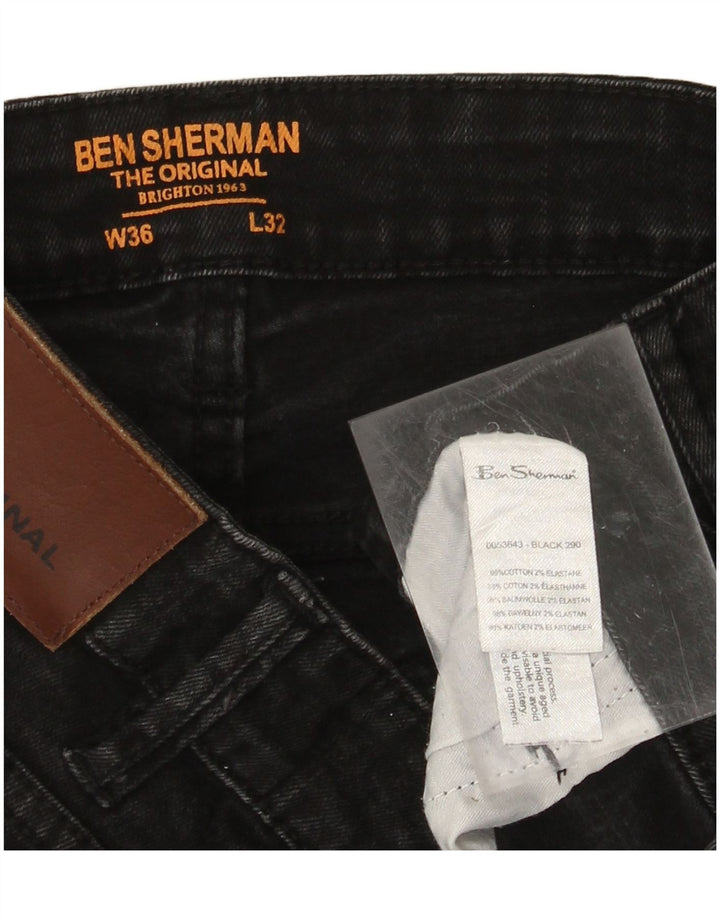 Jeans dritti da uomo BEN SHERMAN W36 L28 cotone nero