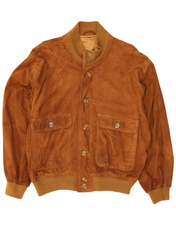 Giubbotto bomber vintage in pelle scamosciata da uomo IT 48 Beige medio
