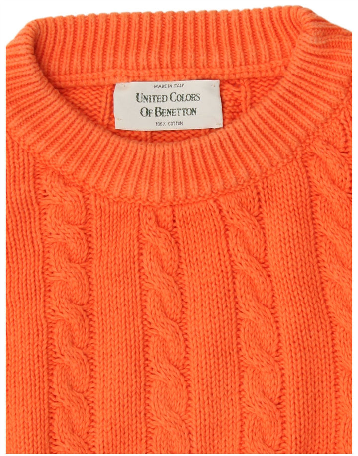 Maglione maglione girocollo da donna Benetton UK 14 Cotone arancione medio