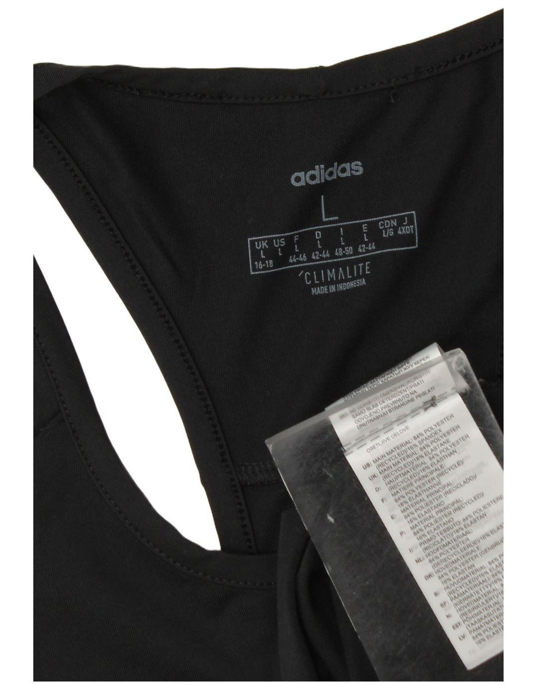 Canotta Adidas Climalite da donna UK 16/18 grande poliestere nero