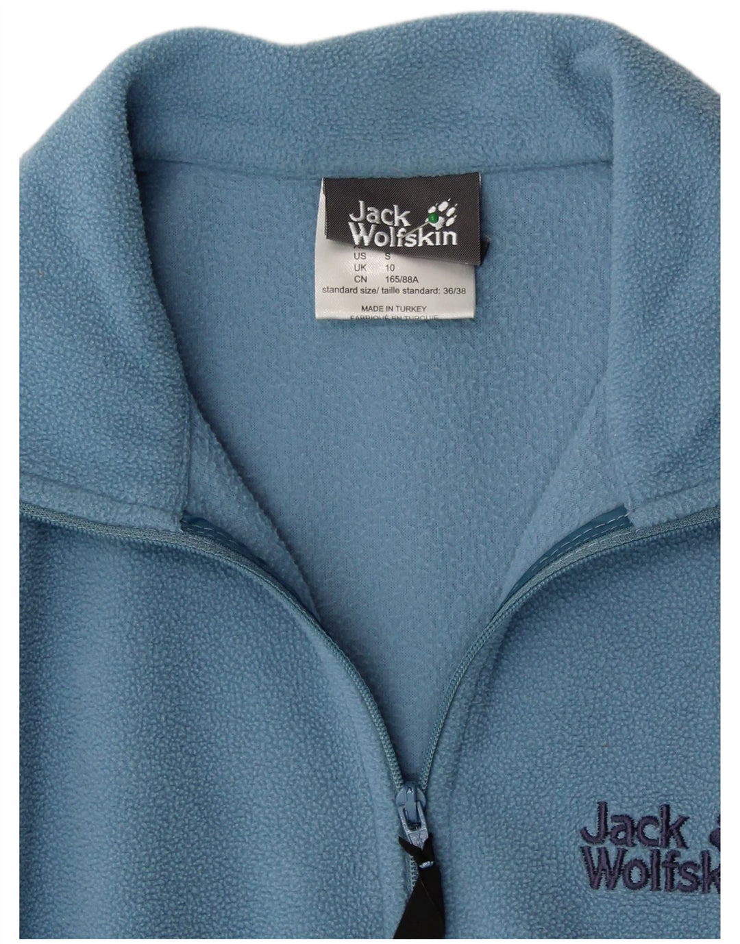 JACK WOLFSKIN Maglione in pile da donna con collo e zip UK 10 piccolo poliestere blu