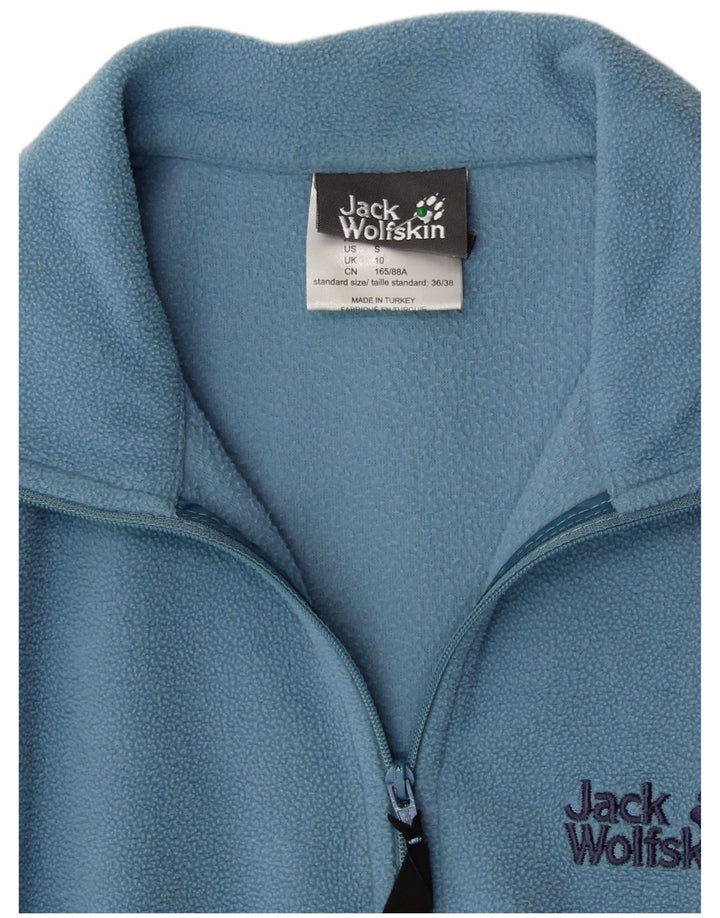 JACK WOLFSKIN Maglione in pile da donna con collo e zip UK 10 piccolo poliestere blu