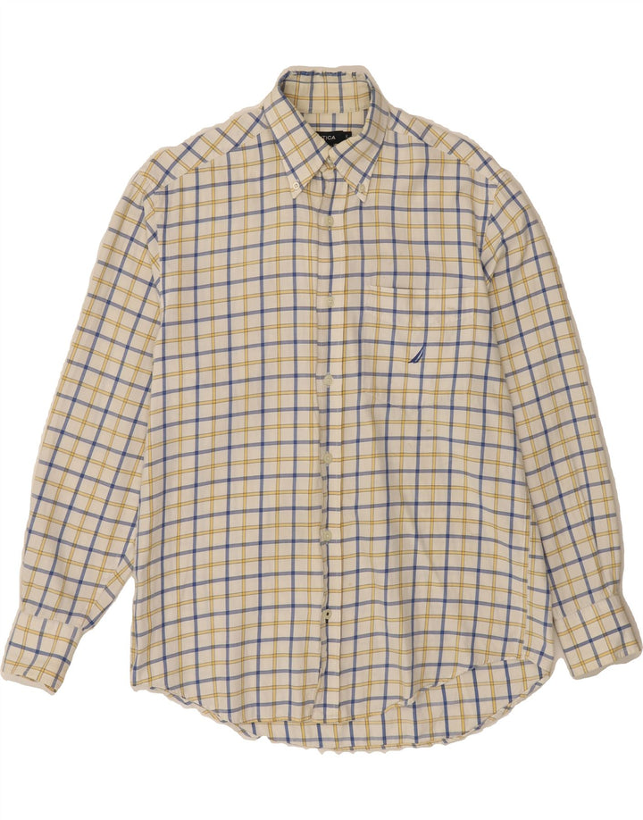 NAUTICA Mens Shirt Small Beige Check Cotton Vintage Nautica and Second-Hand Nautica from Messina Hembry 