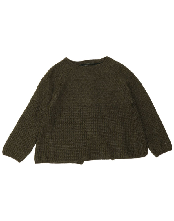 Massimo Dutti maglione da donna con scollo a barchetta UK 16 grande acrilico kaki