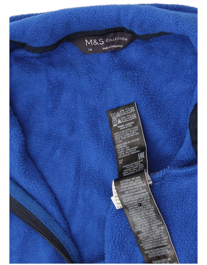 Giacca in pile da donna Marks & Spencer UK 14 Large Blu Poliestere