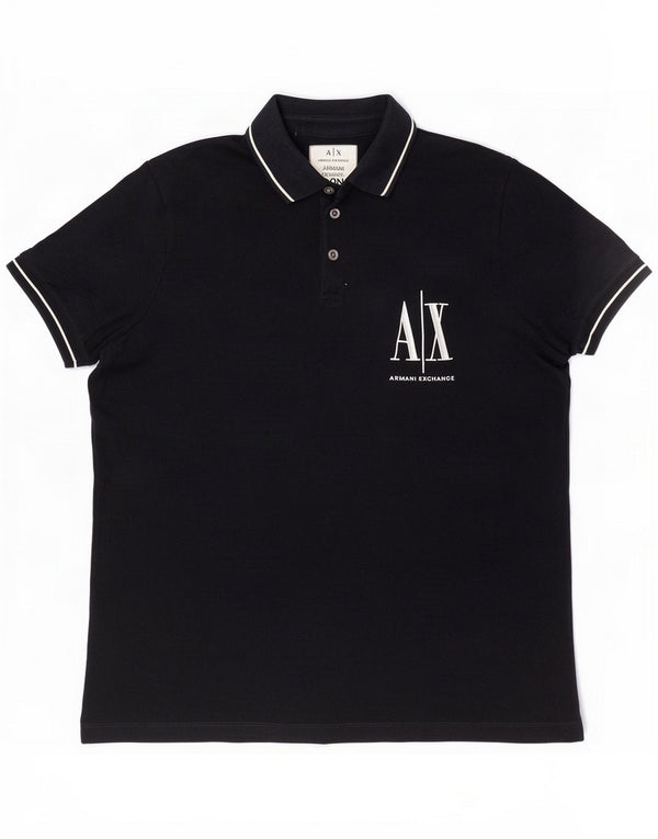 Armani Exchange Polo grafica da uomo grande blu navy