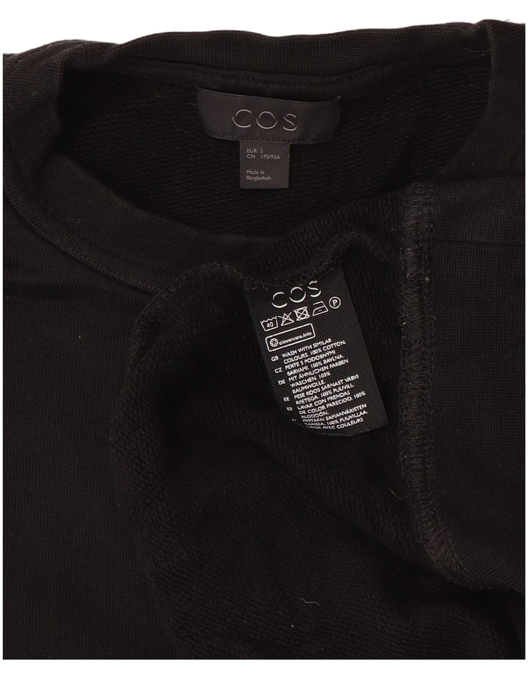 Cos Mens Felpa Maglione Piccolo Cotone Nero