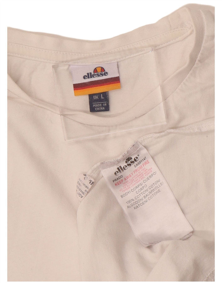 ELLESSE T-shirt grafica da uomo grande in cotone bianco