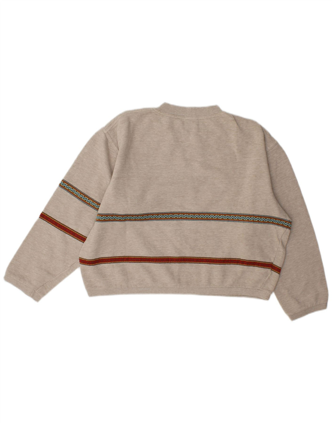 Stefanel Donna Crop Graphic Felpa Maglione UK 14 Grigio Medio a Righe