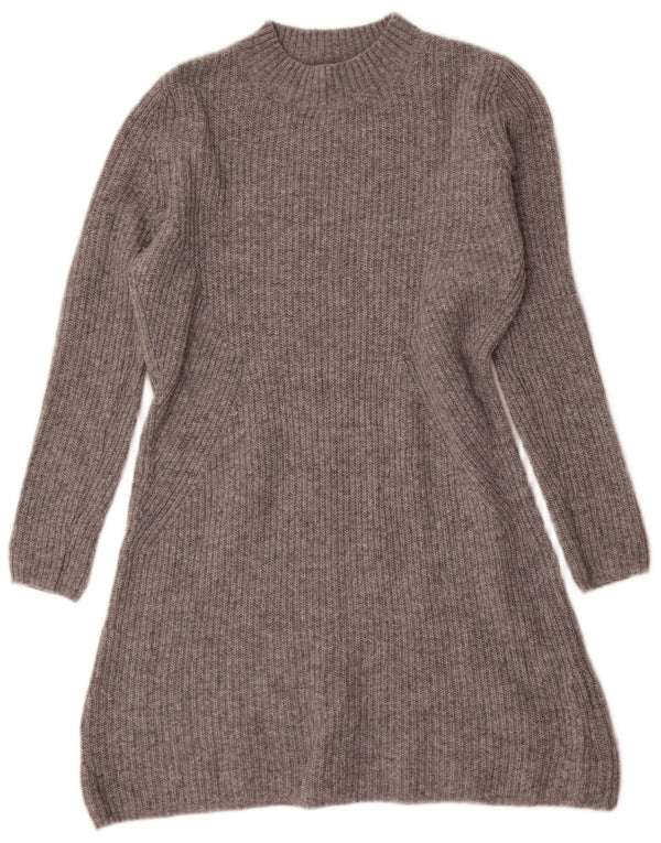 Fat Face Womens Long Sleeve Jumper Dress UK 10 Small Grey Wool