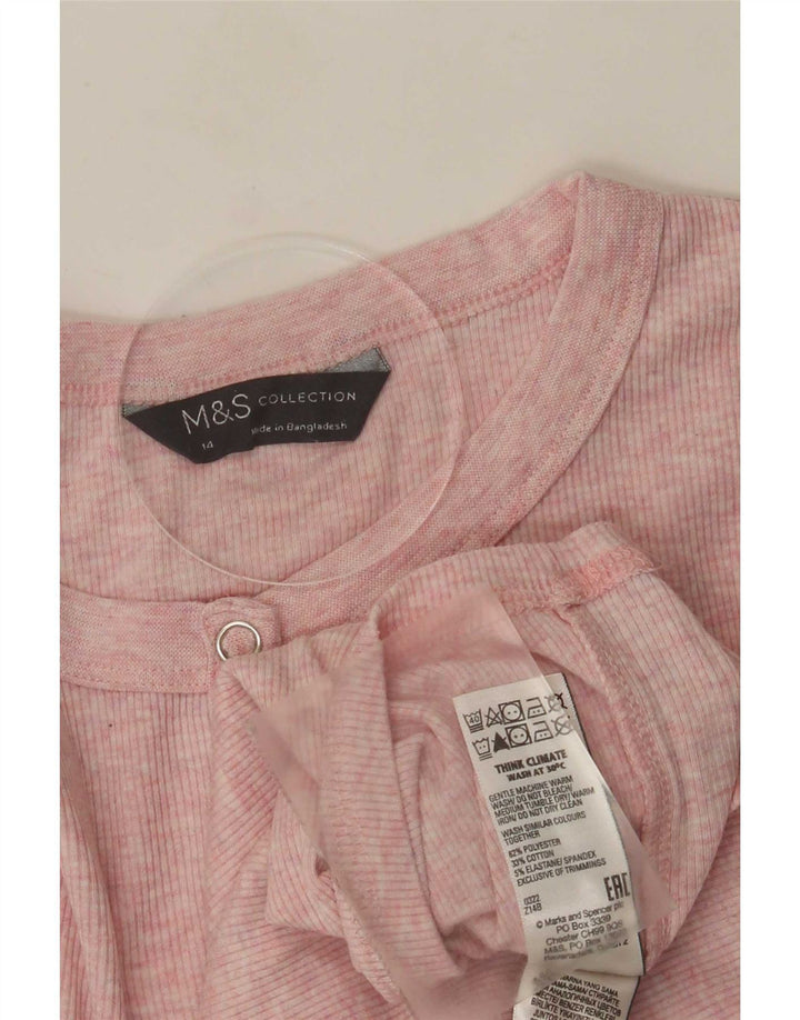 Marks & Spencer Top da donna a maniche lunghe UK 14 Poliestere rosa medio