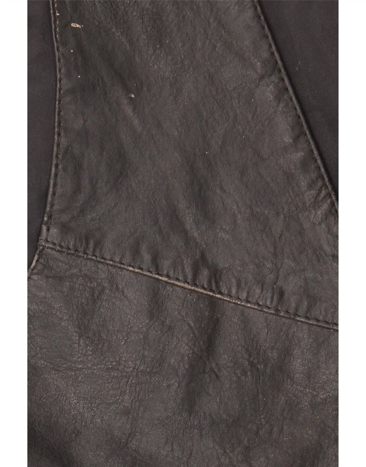 Gilet in pelle vintage da uomo grande nero